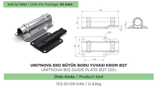 UNITNOVA E27 EKO BUYUK BORU YUVASI KROM CAP 27